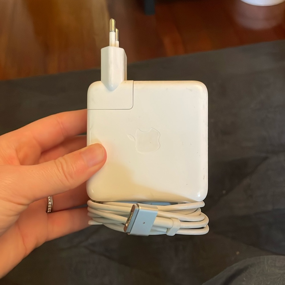 European wall outlet Apple MacBook Pro charger with extension.